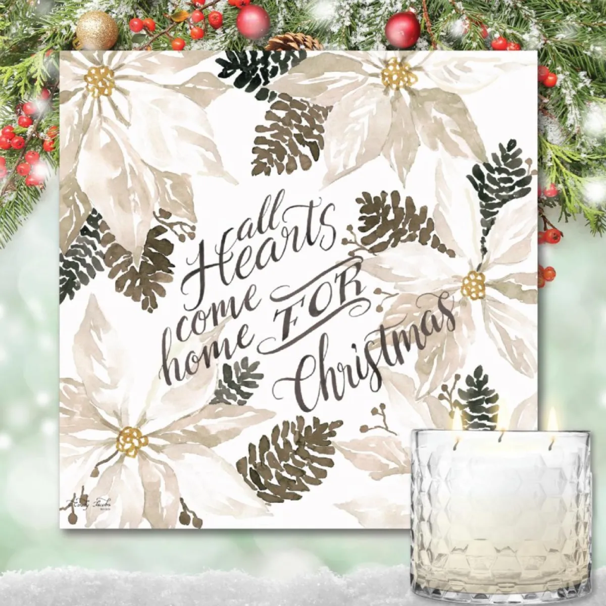 Courtside Market Come Home For Xmas Artboard & 13.5 Oz. 3-Wick Candle Outlet