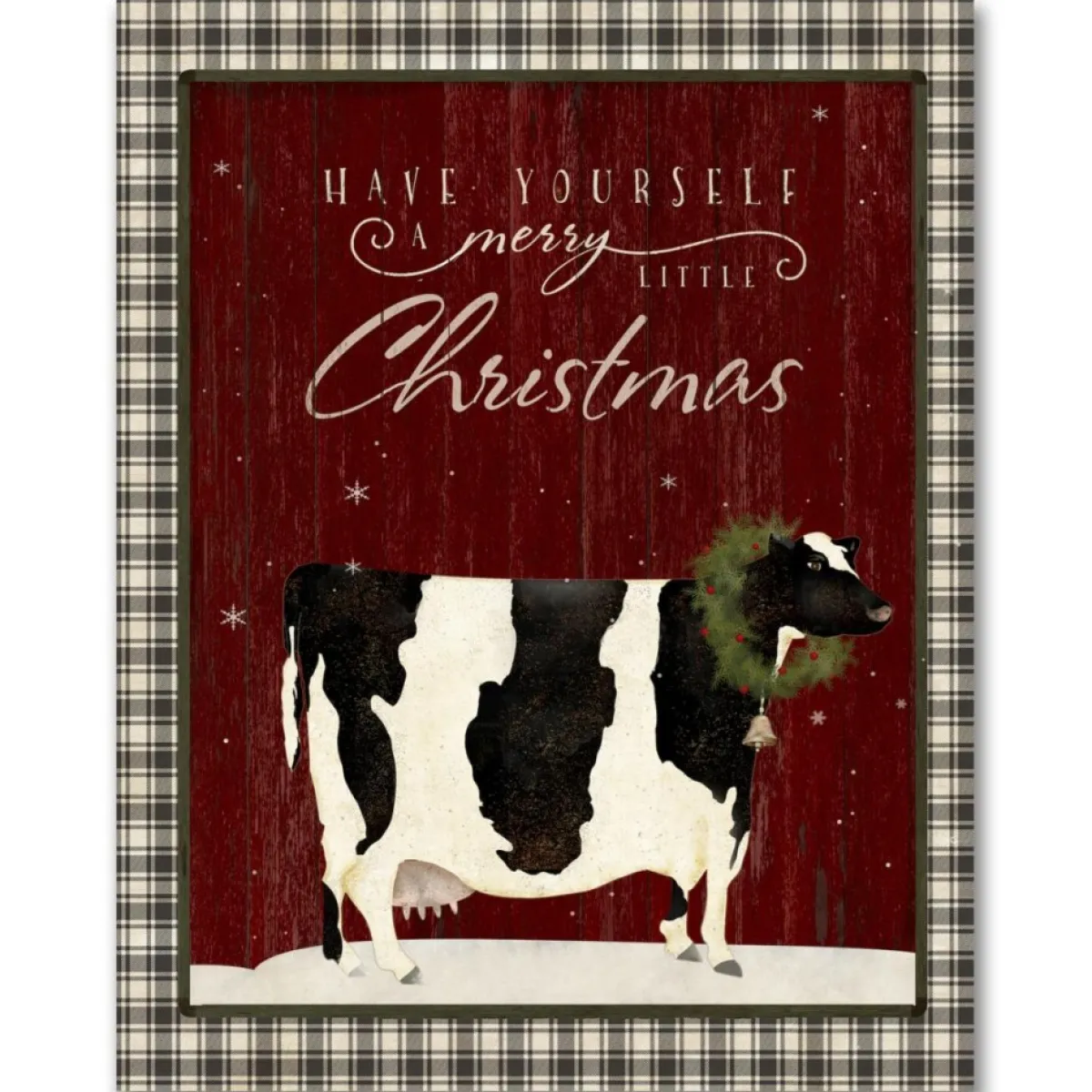 Courtside Market Cow Christmas Farm Canvas Wall Art Hot