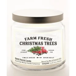 Courtside Market Farm Trees Candle In Glass Jar With Silver Lid Best
