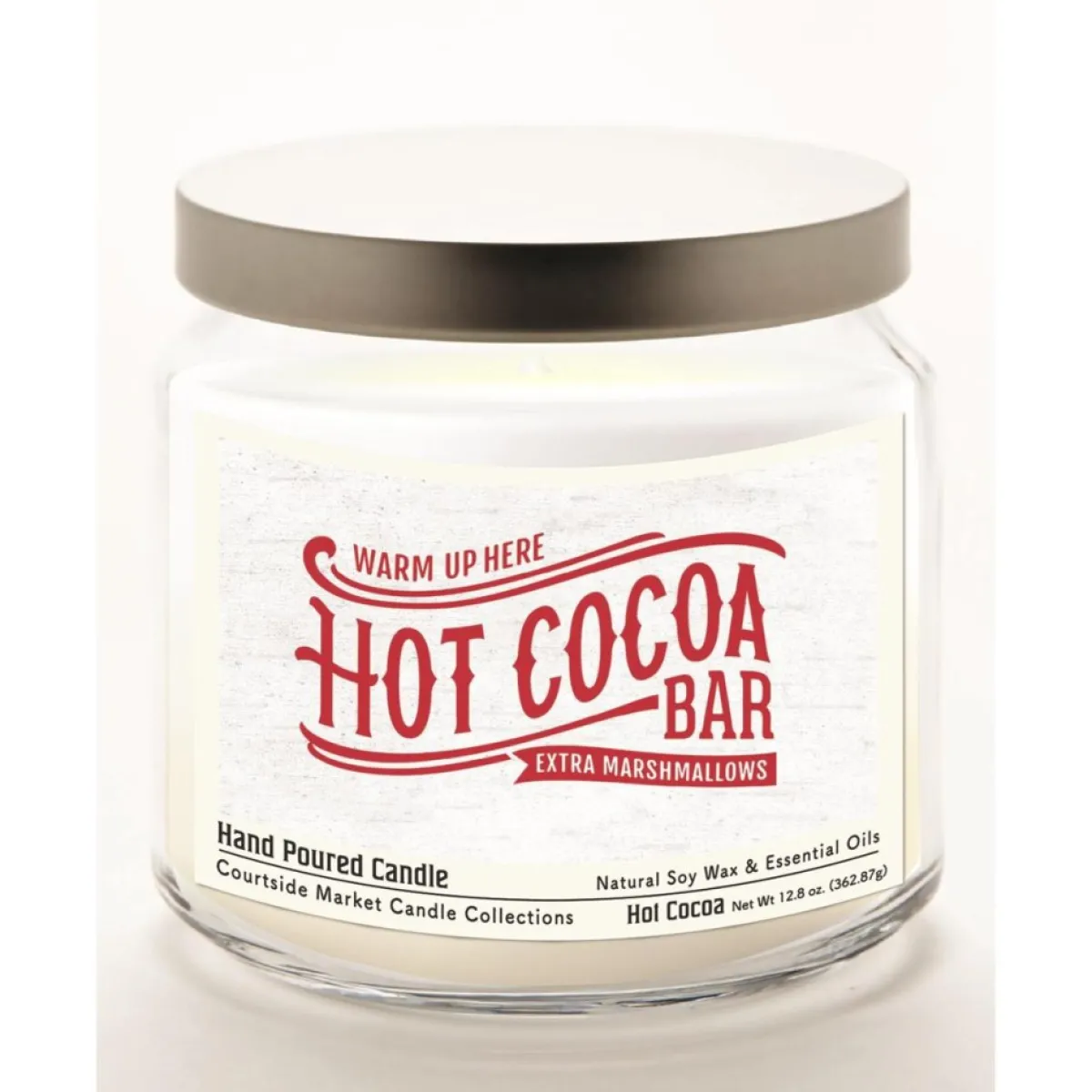 Courtside Market Hot Cocoa Bar Wax Candle In Glass Jar With Silver Lid Sale