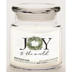 Courtside Market Joy To The World Soy Wax Candle In Glass Jar With Lid New