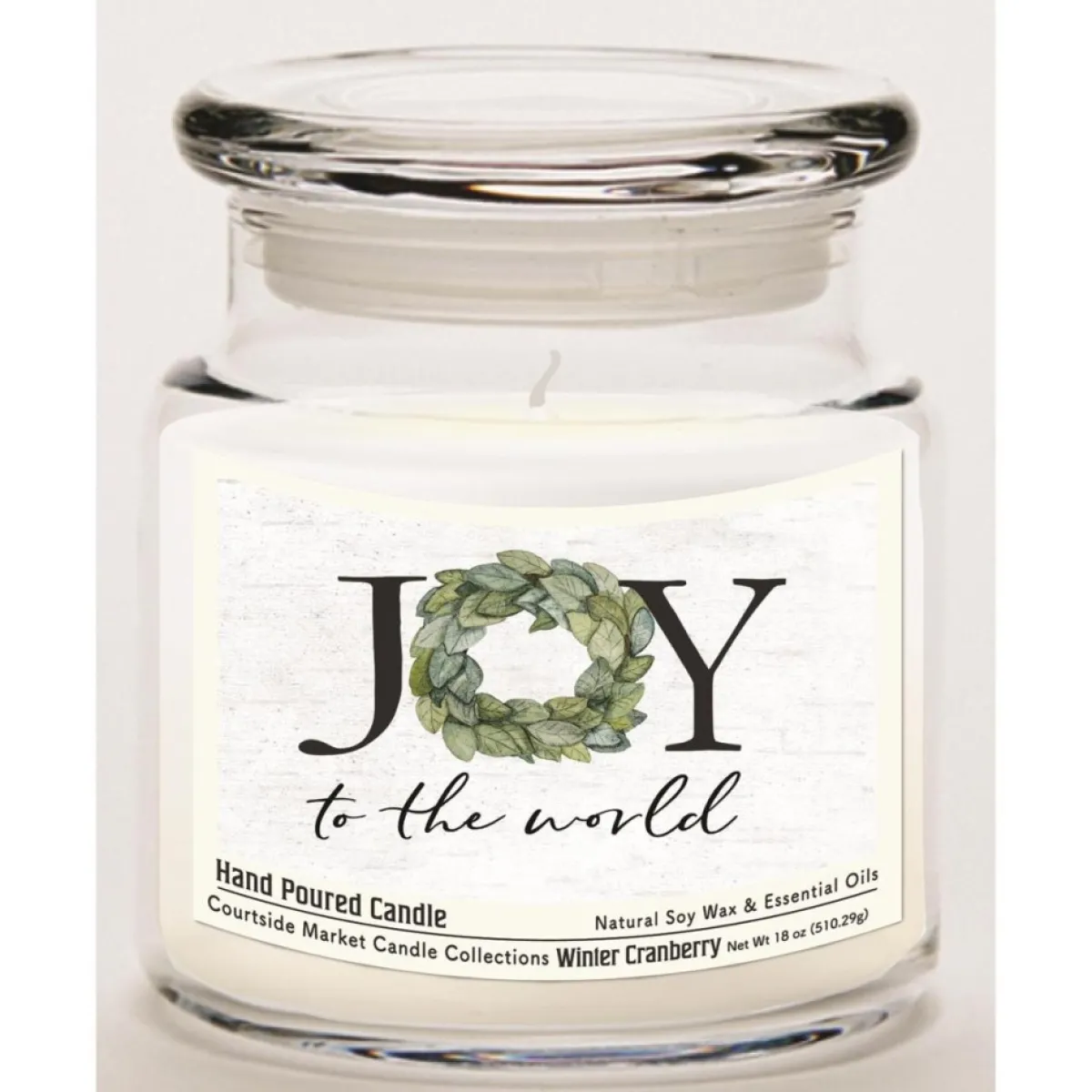 Courtside Market Joy To The World Soy Wax Candle In Glass Jar With Lid New