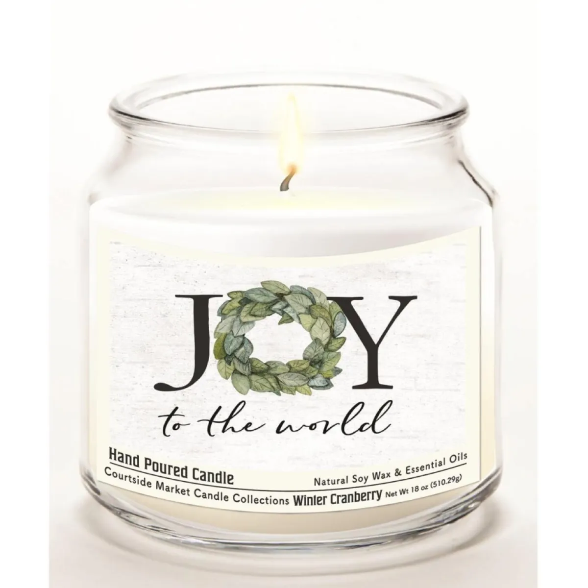 Courtside Market Joy To The World Soy Wax Candle In Glass Jar With Lid New