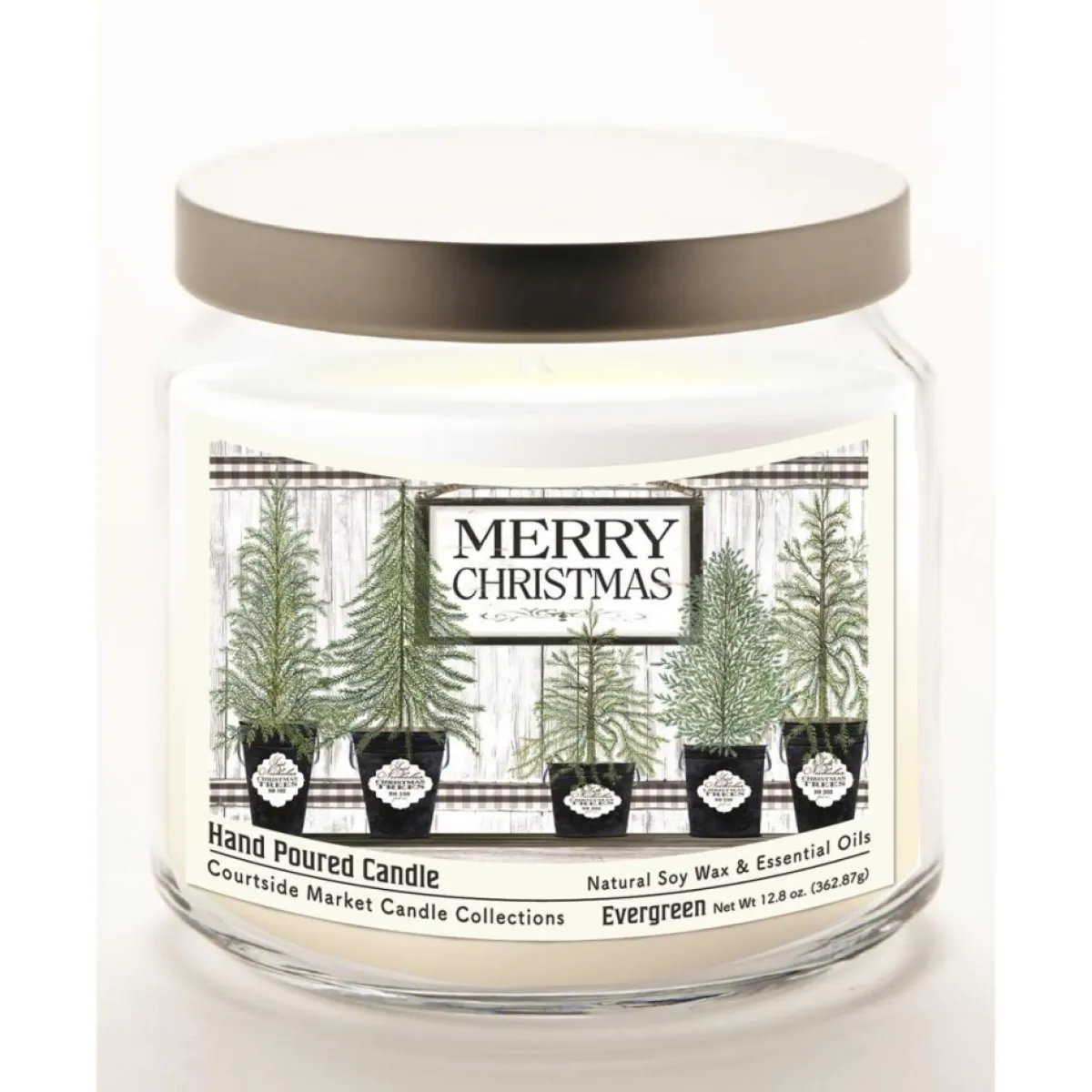 Courtside Market Merry Christmas Wax Candle With Brushed Silver Lid Best