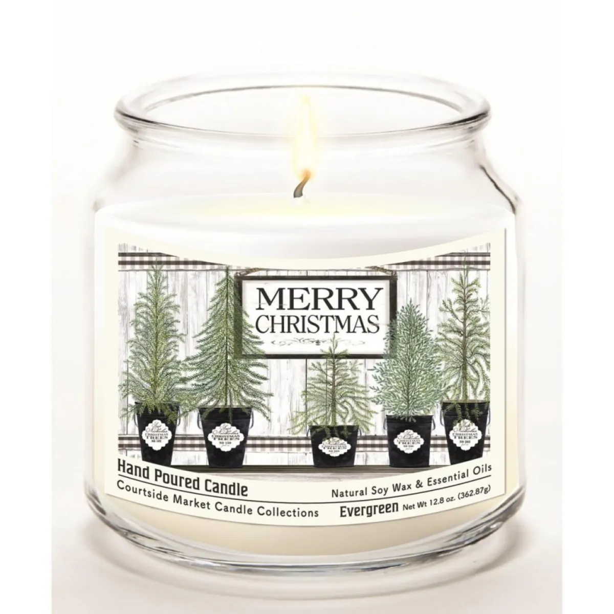 Courtside Market Merry Christmas Wax Candle With Brushed Silver Lid Best