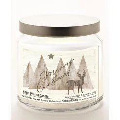 Courtside Market Merry Christmas Deer Infused Soy Candle In Glass Jar Clearance
