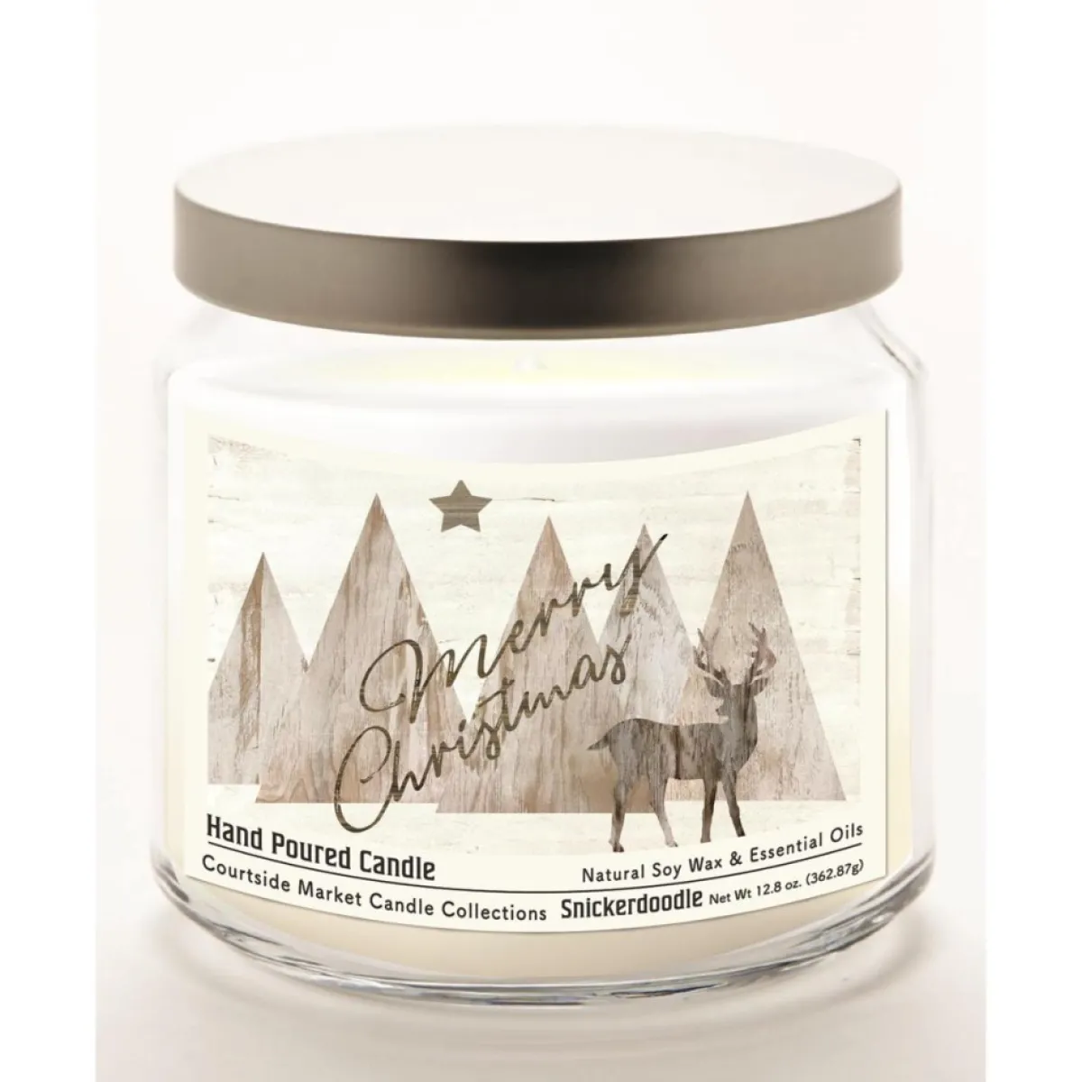 Courtside Market Merry Christmas Deer Infused Soy Candle In Glass Jar Clearance
