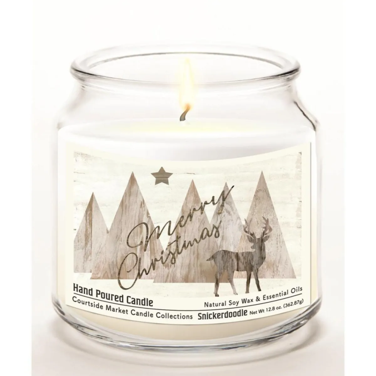 Courtside Market Merry Christmas Deer Infused Soy Candle In Glass Jar Clearance