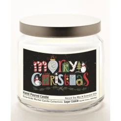 Courtside Market Merry Christmas Infused Wax Candle With Silver Lid Clearance