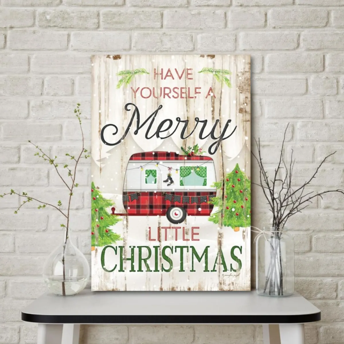 Courtside Market Merry Little Christmas Camper Canvas Wall Art Best