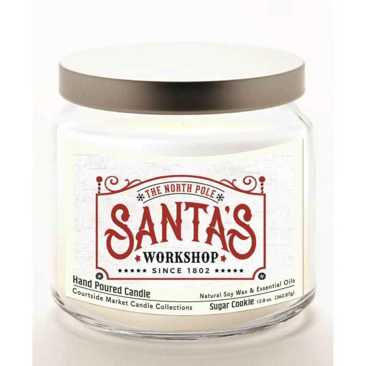 Courtside Market Santa's Workshop Infused Wax Candle With Silver Lid Best