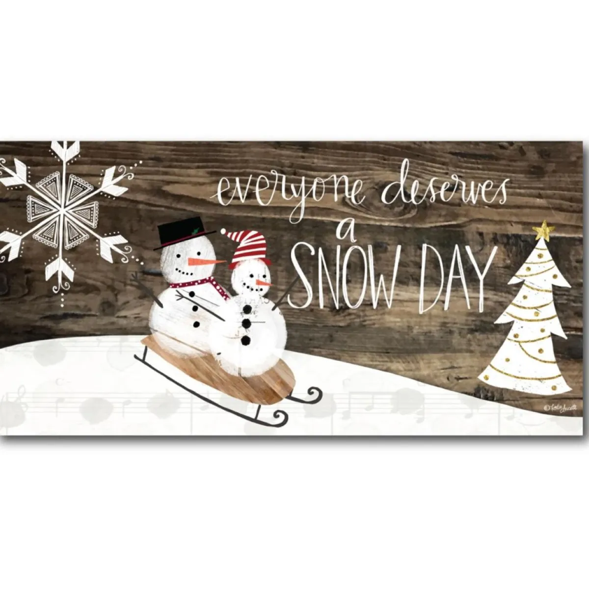 Courtside Market Snow Day 10.5" X 14" Wood Art New