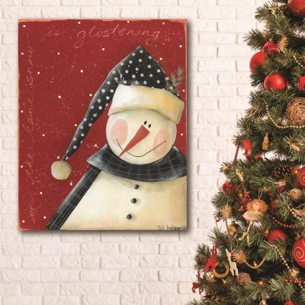 Courtside Market Snow Is Glistening 8"X10" Art Board Sign Discount