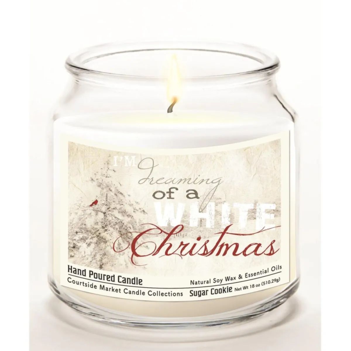 Courtside Market Soy Candle W/ Essential Oils + Lid - White Christmas