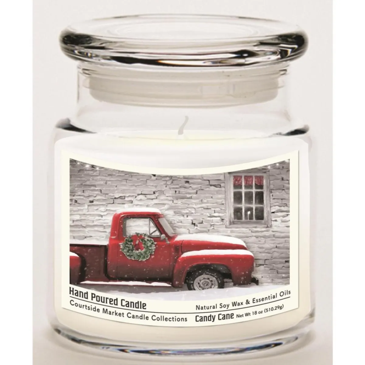 Courtside Market Soy Candle W/ Essential Oils + Lid- Red Pick-Up Truck Hot