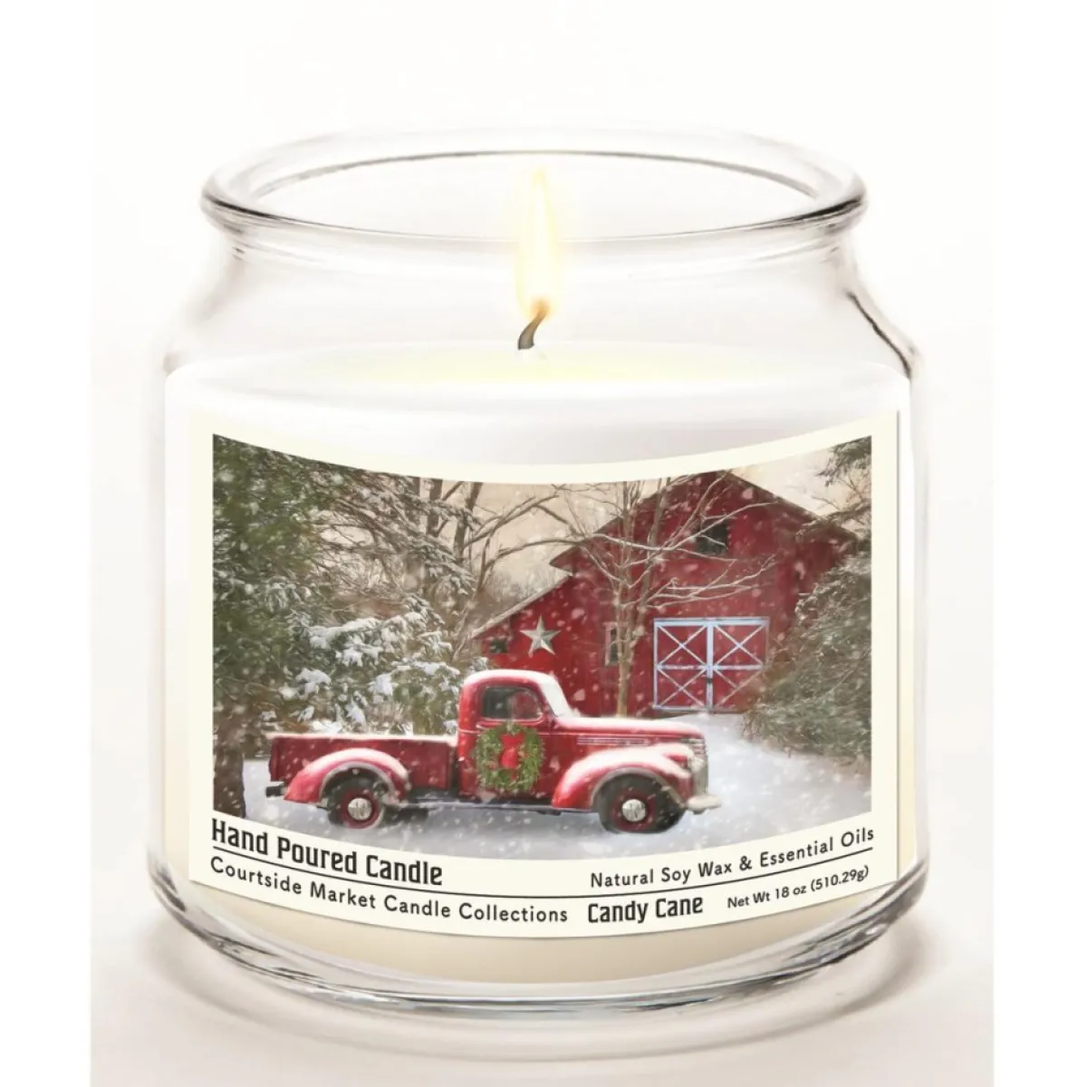 Courtside Market Soy Candle W/ Essential Oils + Lid - Barn With Truck Hot