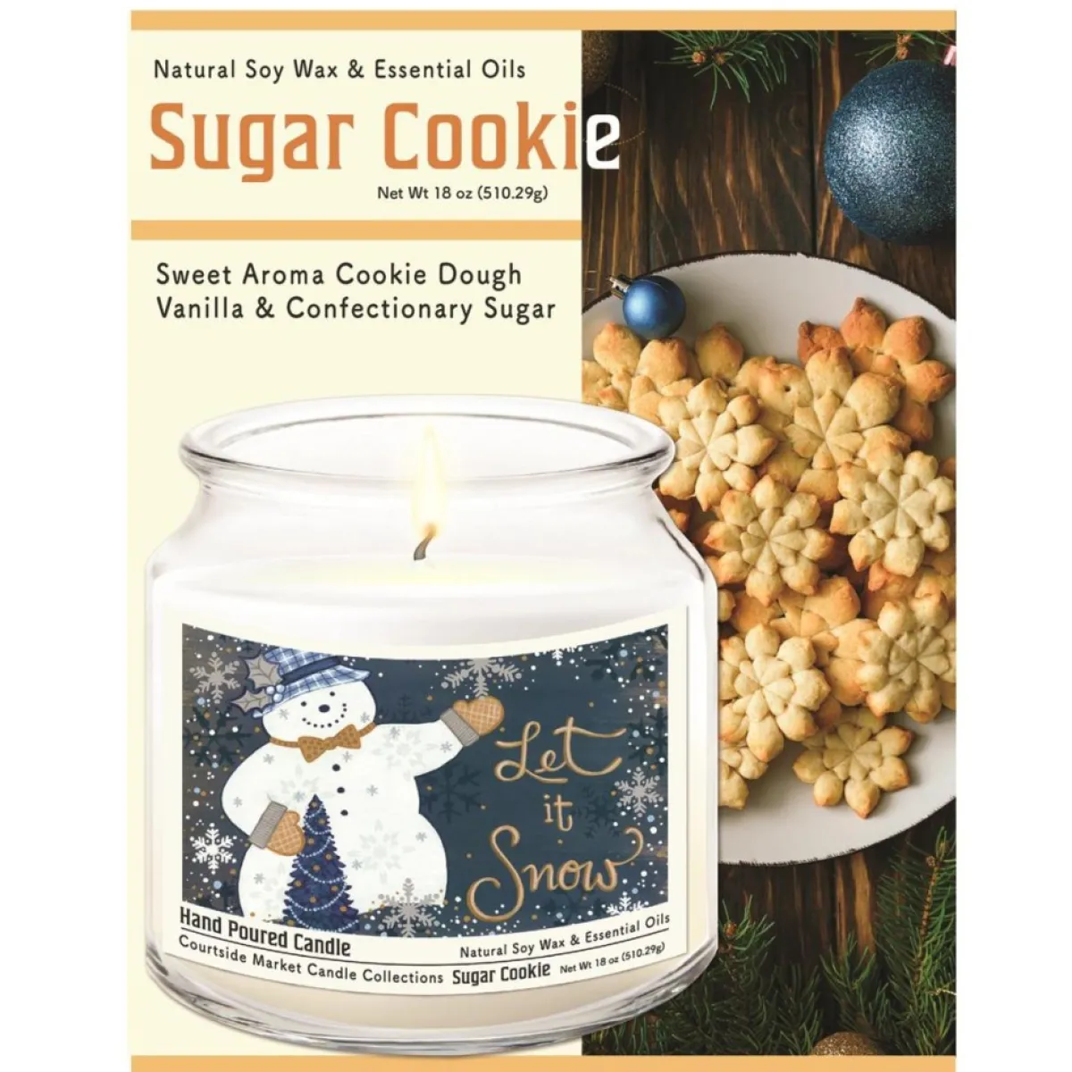 Courtside Market Soy Candle With Essential Oils + Lid - Let It Snow Clearance