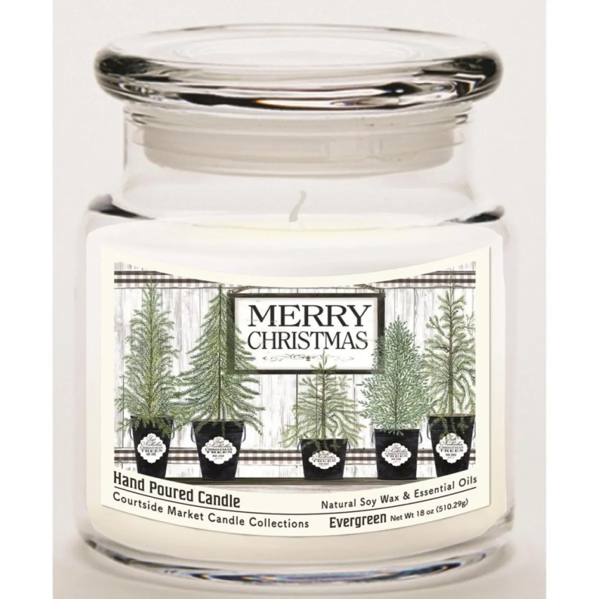 Courtside Market Soy Candle W/ Essential Oils + Lid - Merry Christmas Clearance