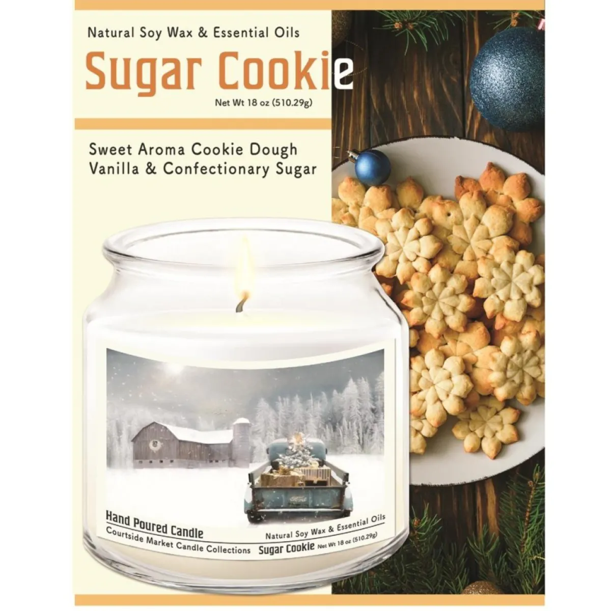 Courtside Market Soy Candle W/ Essential Oils + Lid- Pick-Up With Barn