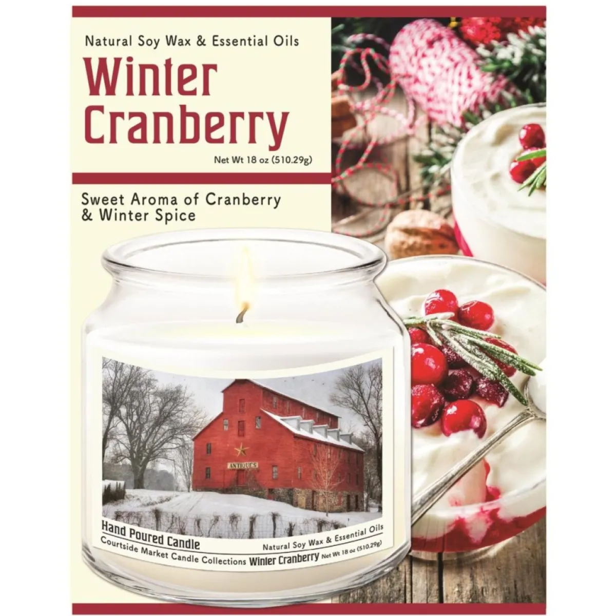 Courtside Market Soy Candle W/ Essential Oils + Lid - Snow At The Farm Discount