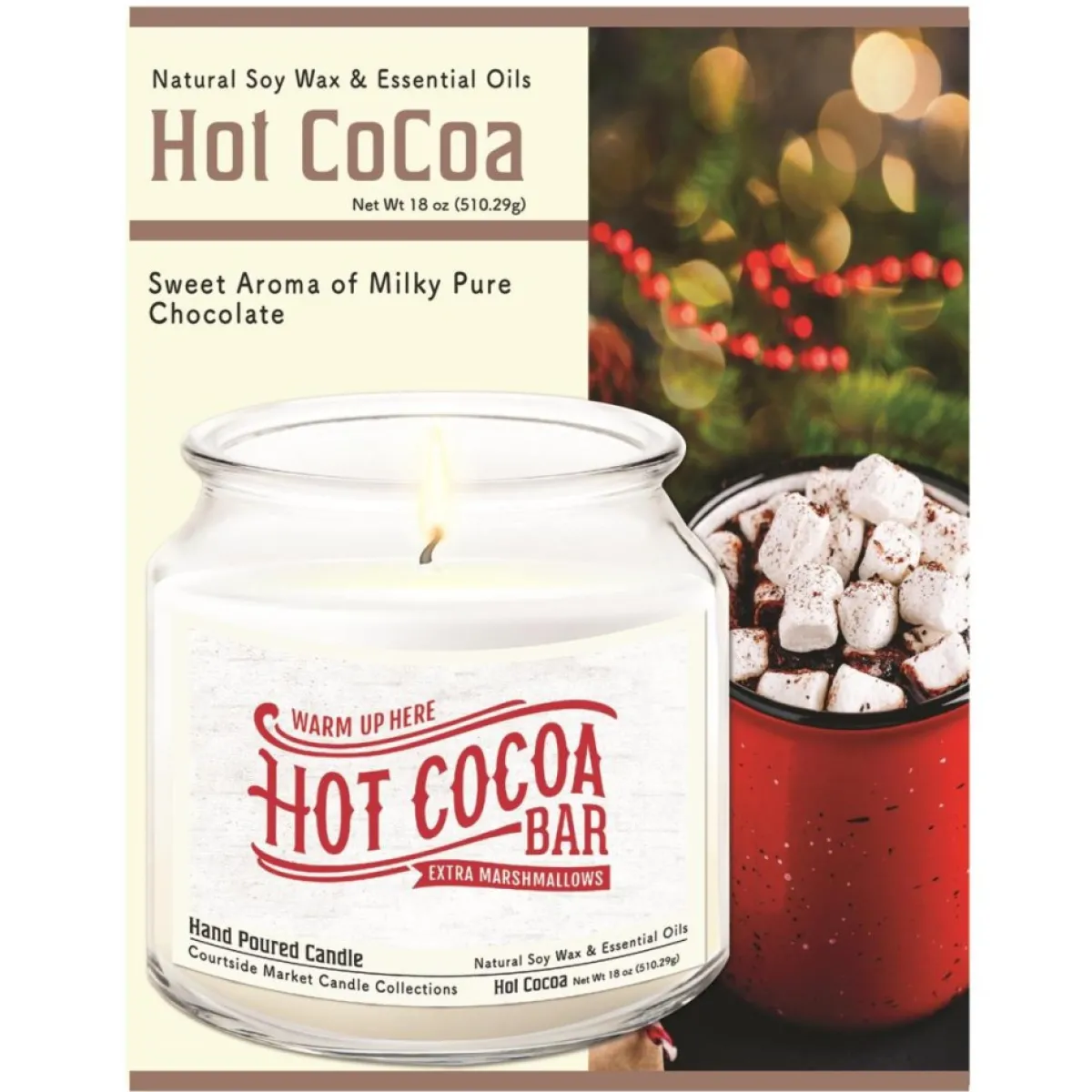 Courtside Market Soy Candle With Essential Oils + Lid - Hot Cocoa Bar Online