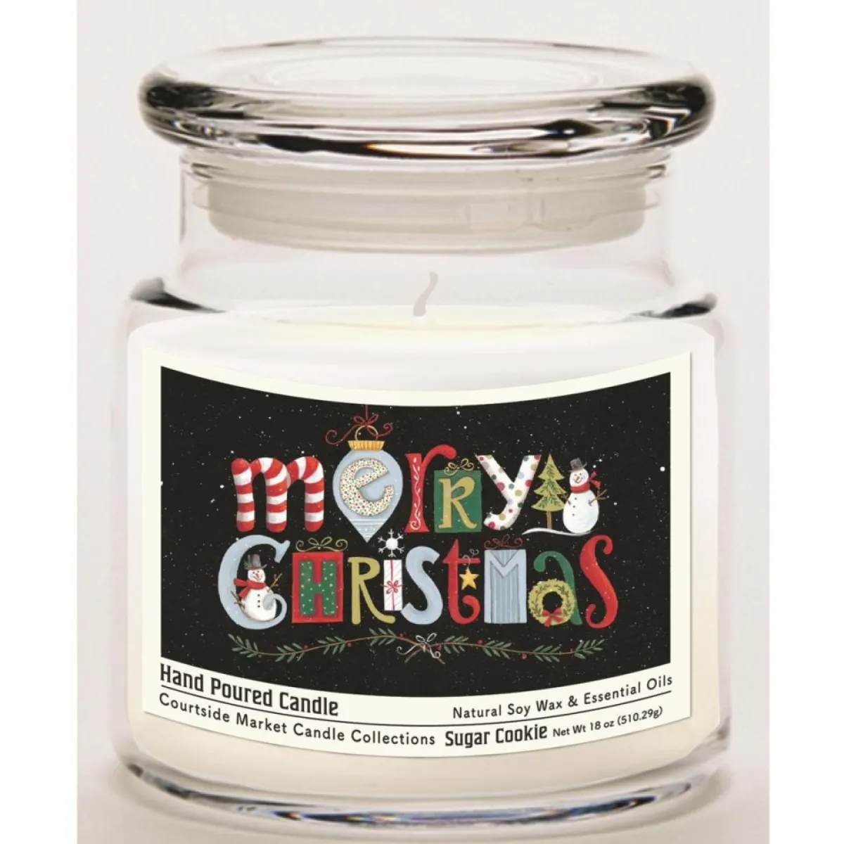 Courtside Market Soy Candle W/ Essential Oils + Lid-Merry Christmas