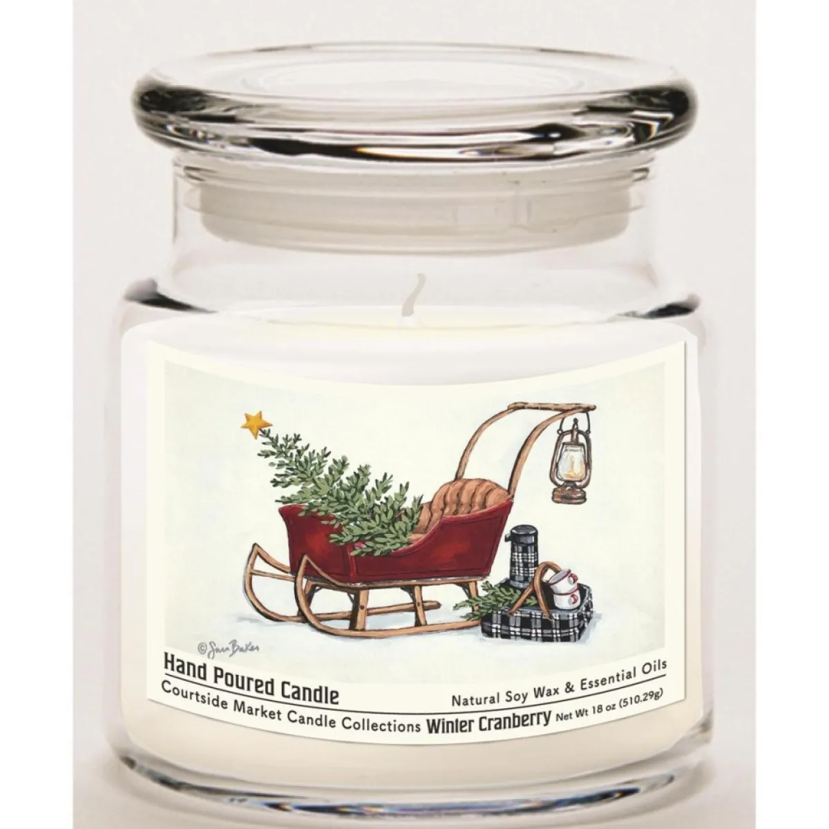 Courtside Market Soy Candle W/ Essential Oils + Lid - Santa's Sleigh New
