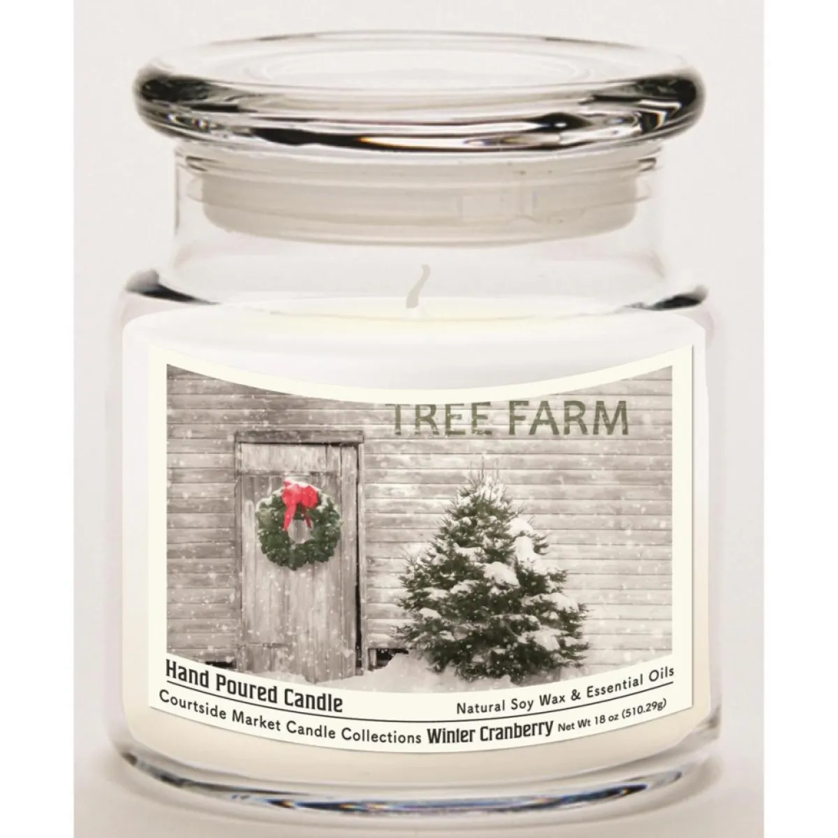 Courtside Market Soy Candle W/ Essential Oils + Glass Lid - Tree Farm Best