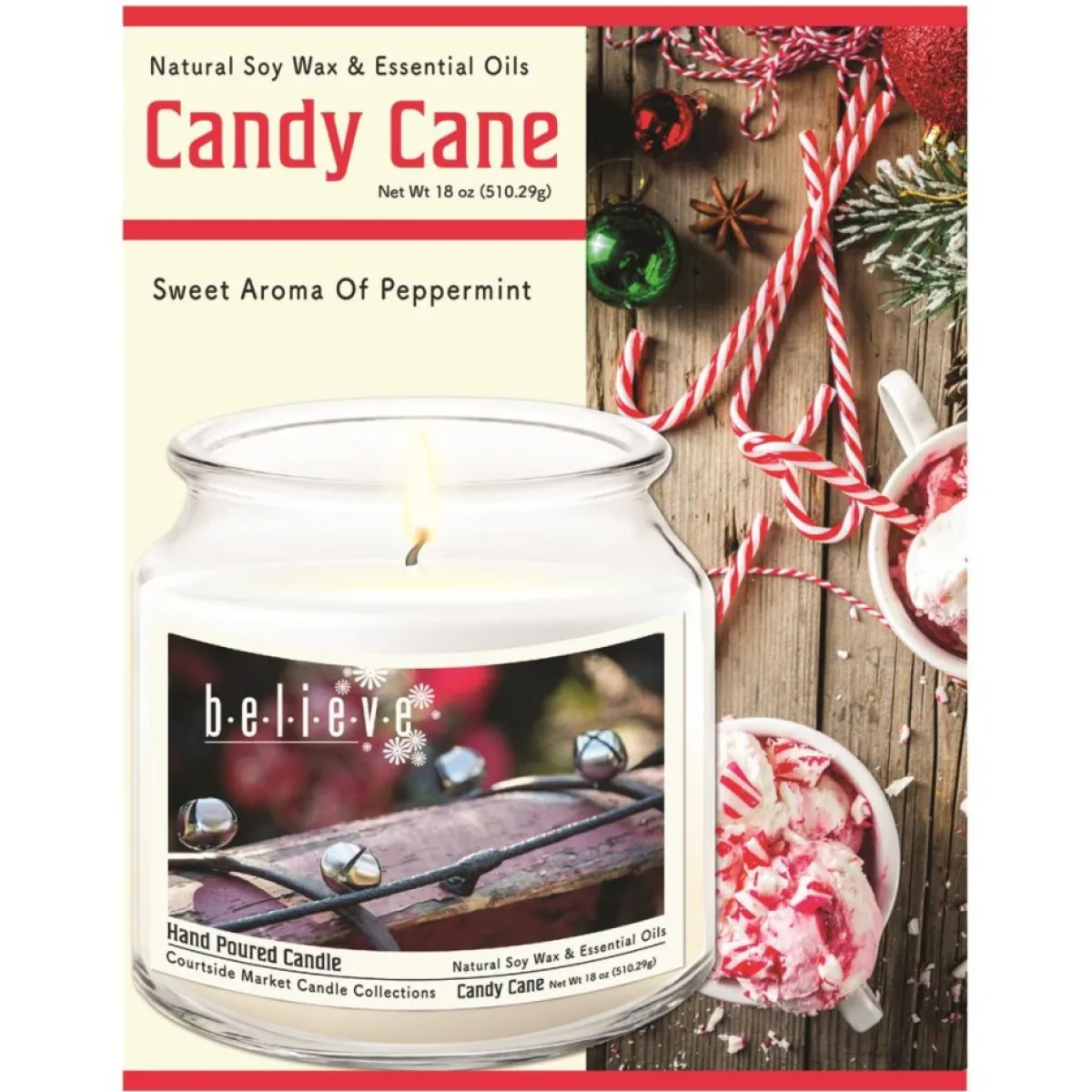 Courtside Market Soy Candle With Essential Oils & Glass Lid - Believe Outlet