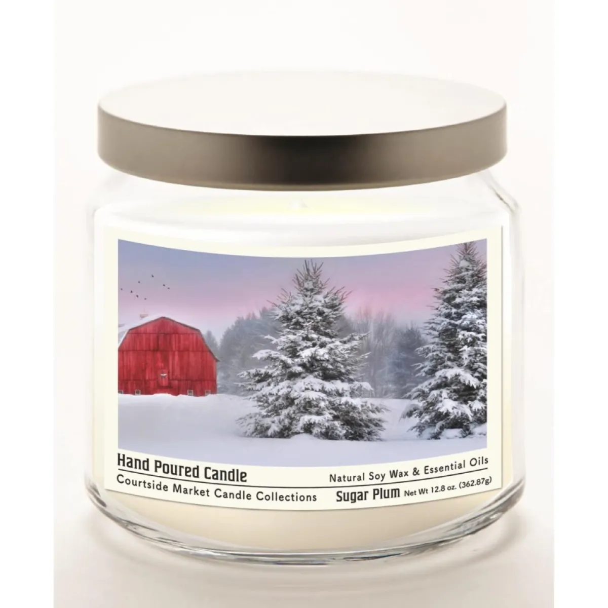 Courtside Market Tree Farm Wax Candle In Glass Jar With Silver Lid Clearance