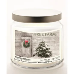 Courtside Market Tree Farm Infused Candle In Glass Jar W/ Silver Lid Outlet