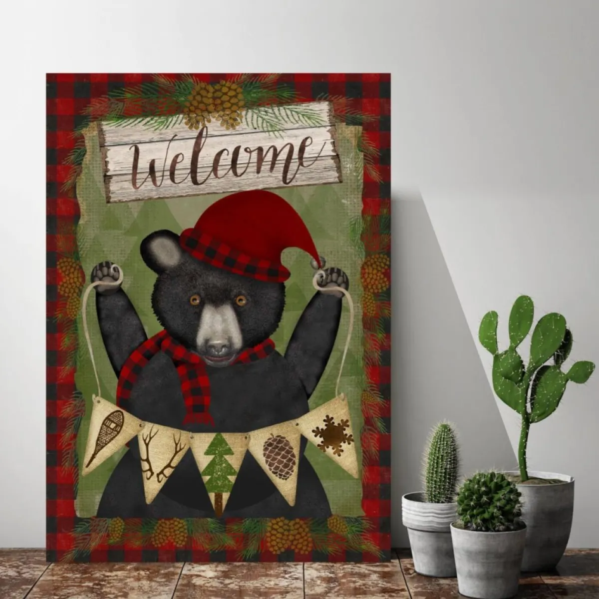 Courtside Market Welcome Bear Canvas Wall Art