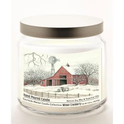 Courtside Market Winter Barn With Mill Infused Wax Candle In Glass Jar Hot