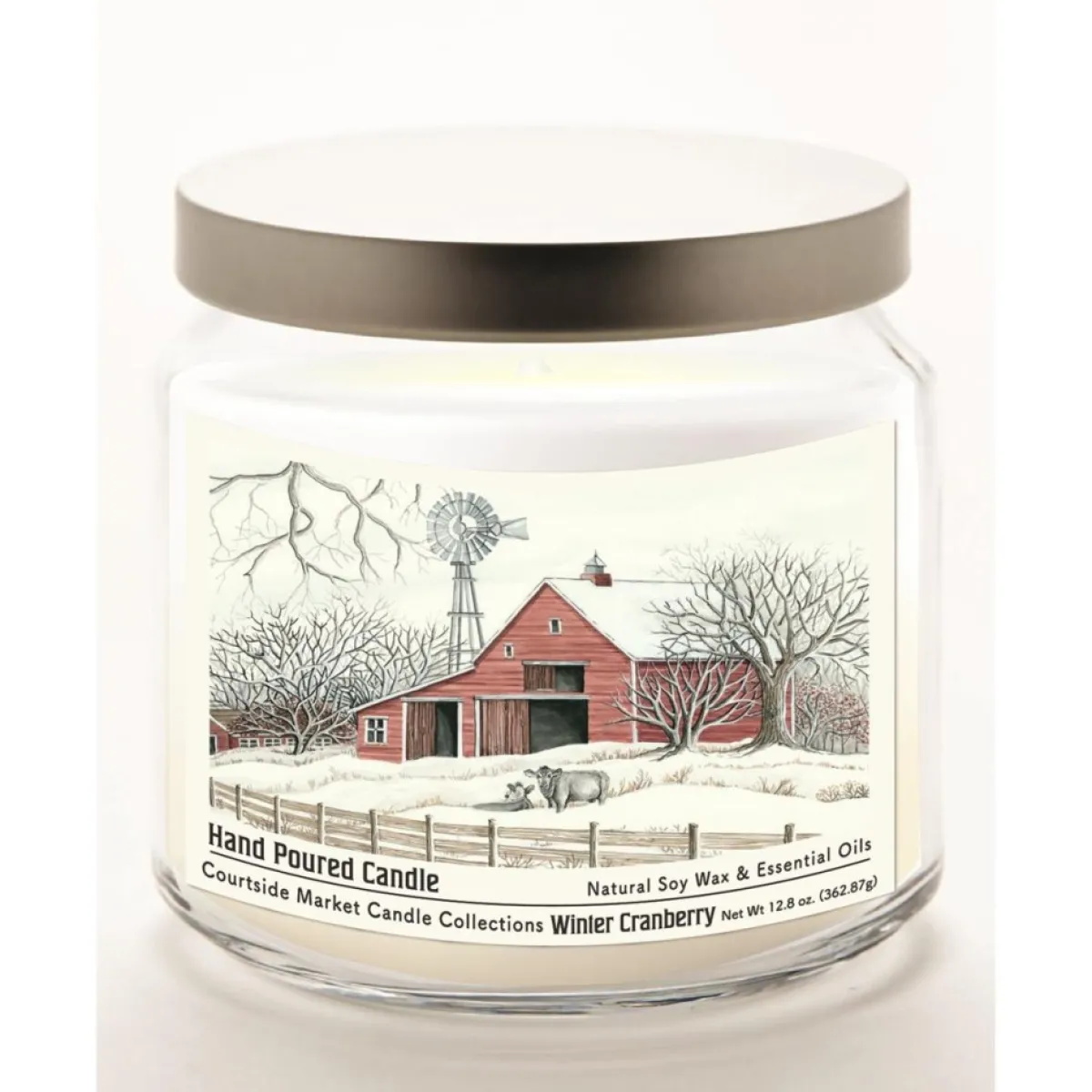 Courtside Market Winter Barn With Mill Infused Wax Candle In Glass Jar Hot