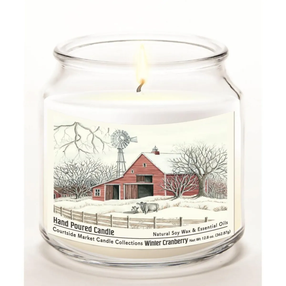 Courtside Market Winter Barn With Mill Infused Wax Candle In Glass Jar Hot
