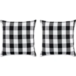 Design Imports Buffalo Check Pillow Covers Set Of 2 New