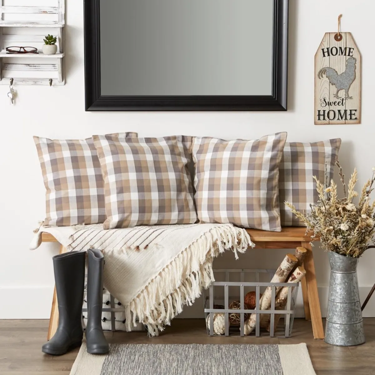 Design Imports Checkered Pillow Covers 18X18 Set Of 4