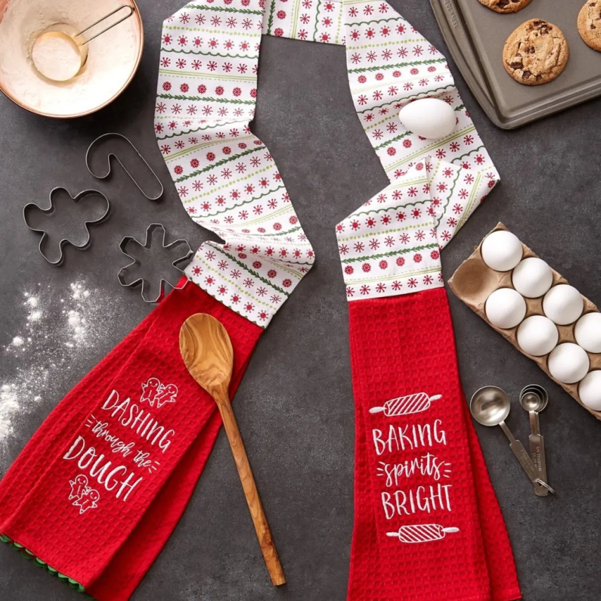 Design Imports Christmas Baking Kitchen Towel Scarf Clearance