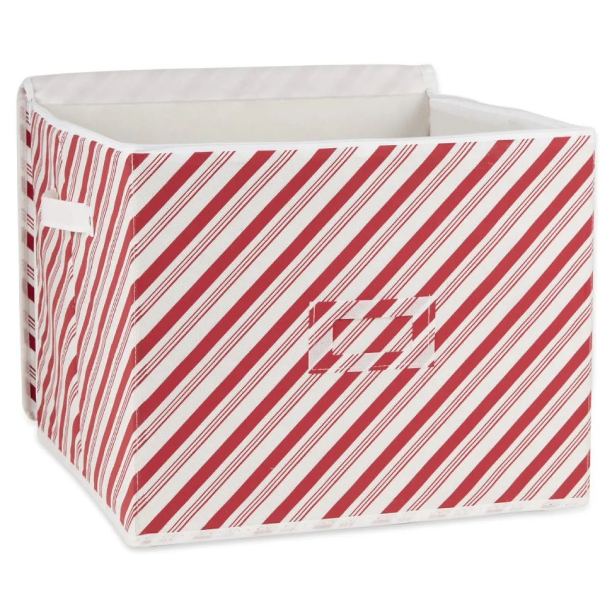 Design Imports Holiday Candy Stripe Print Ornament Storage Bin, Large