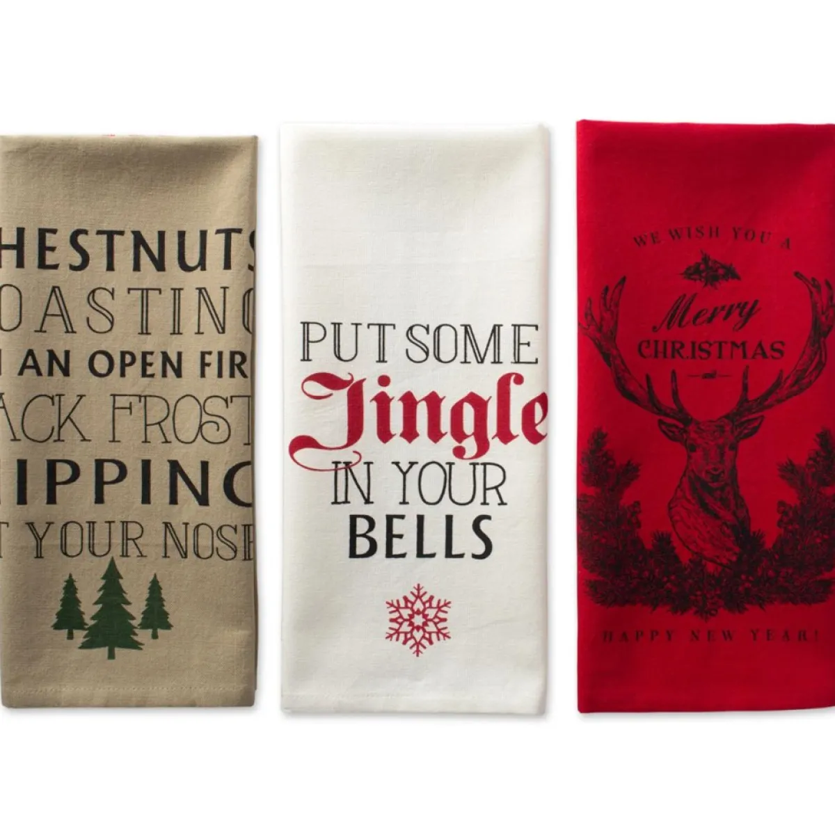 Design Imports Holiday Stag Christmas Print Kitchen Towel Set Of 3 Online