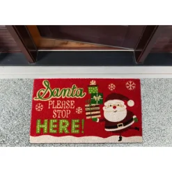 Design Imports Santa Please Stop Here! Doormat Outlet