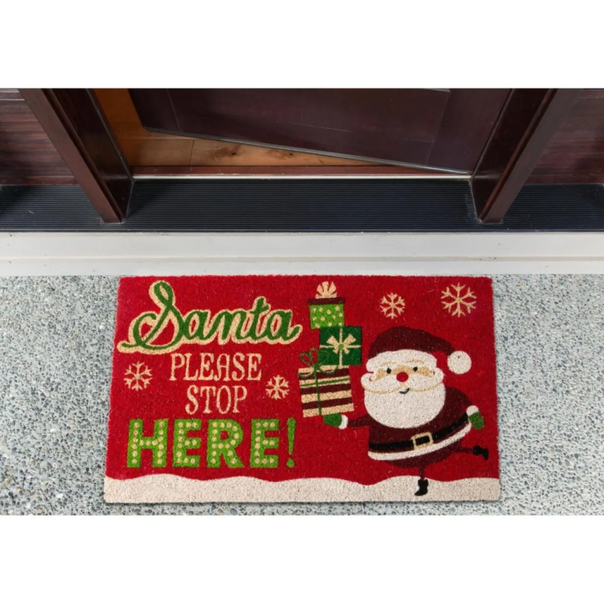 Design Imports Santa Please Stop Here! Doormat Outlet
