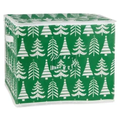 Design Imports Triple Christmas Tree Print Ornament Storage Bin, Large Sale