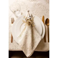 Design Imports Winter Sparkle Jacquard Metallic Square Table Topper Best