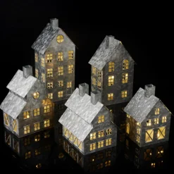 Emryn House 5Pc Farmhouse Village Set With String Lights Online
