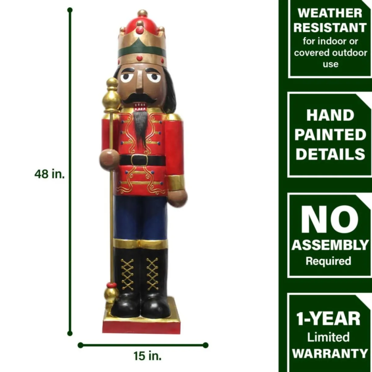 Fraser Hill Farm 48" African American Nutcracker Holding Staff Figure Outlet