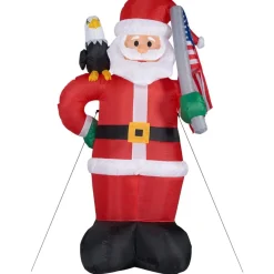 Fraser Hill Farm 8' Americana Santa W Eagle And Flag Lit Inflatable Outlet
