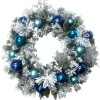 Fraser Hill Farm 24" Christmas Flocked Wreath With Blue Ornaments Online