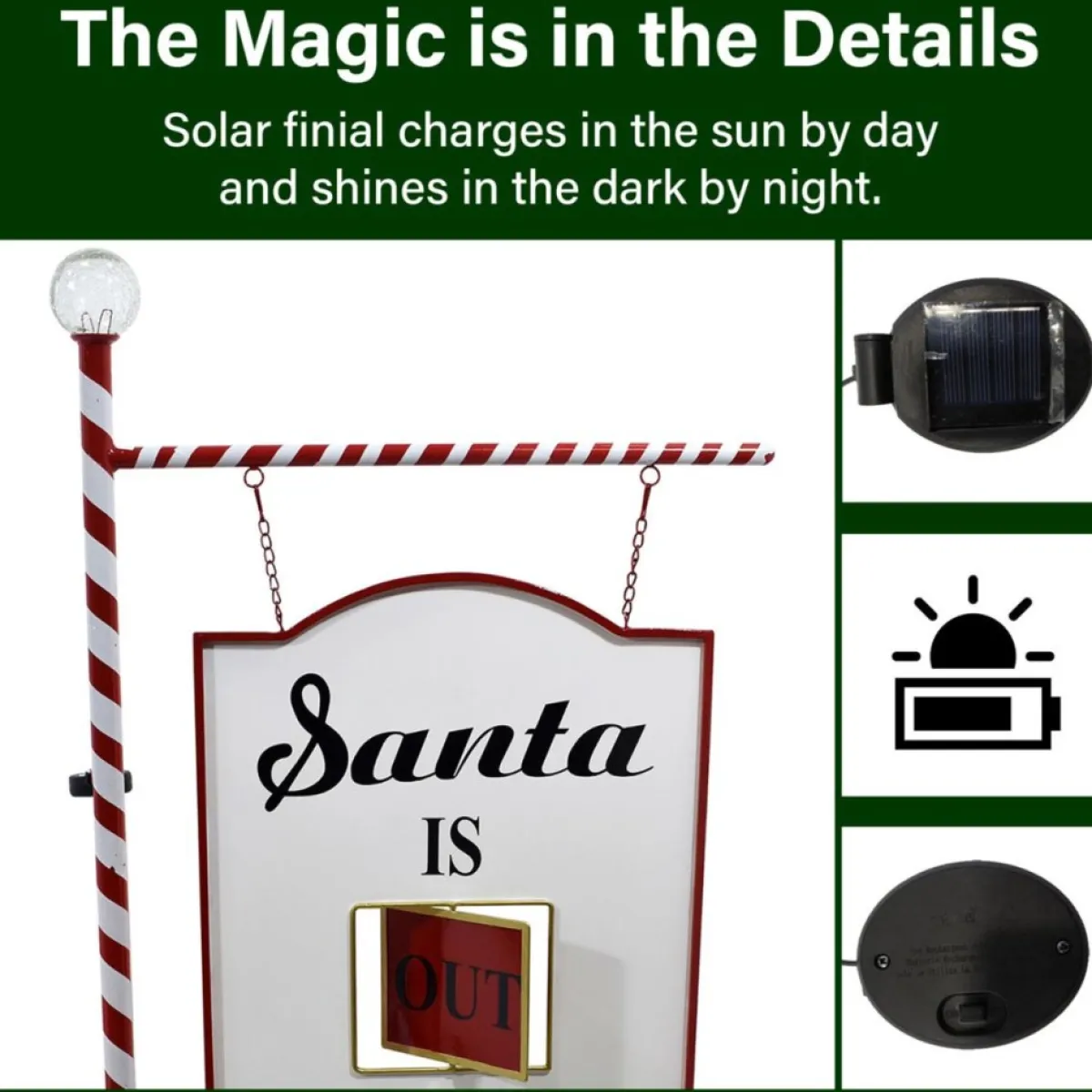 Fraser Hill Farm 4.5 Ft. Lamp Post With Santa Claus North Pole Sign Discount