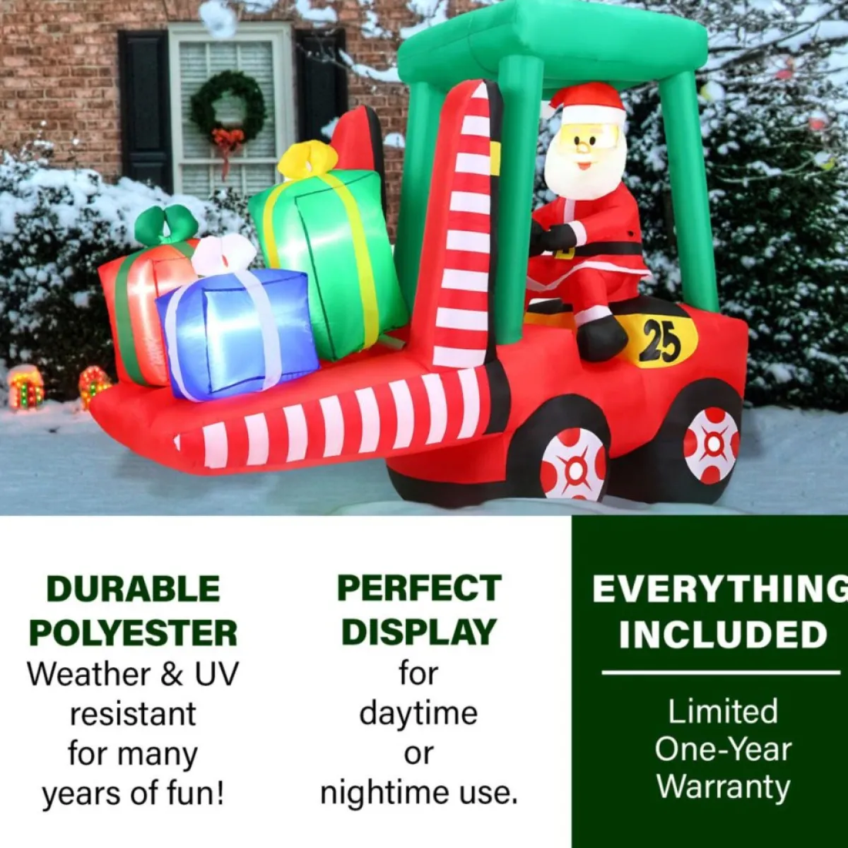 Fraser Hill Farm 6 Ft. Pre-Lit Inflatable Santa In Fork Lift Sale